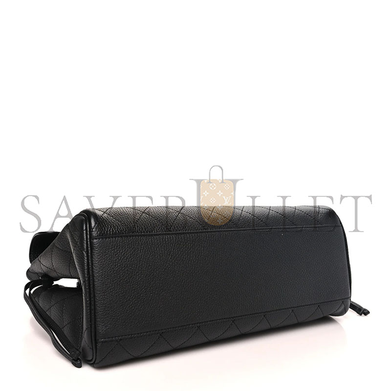 CHANEL GRAINED CALFSKIN STITCHED URBAN ESSENTIALS SHOPPING BAG BLACK AS99589 (37*22*14cm)